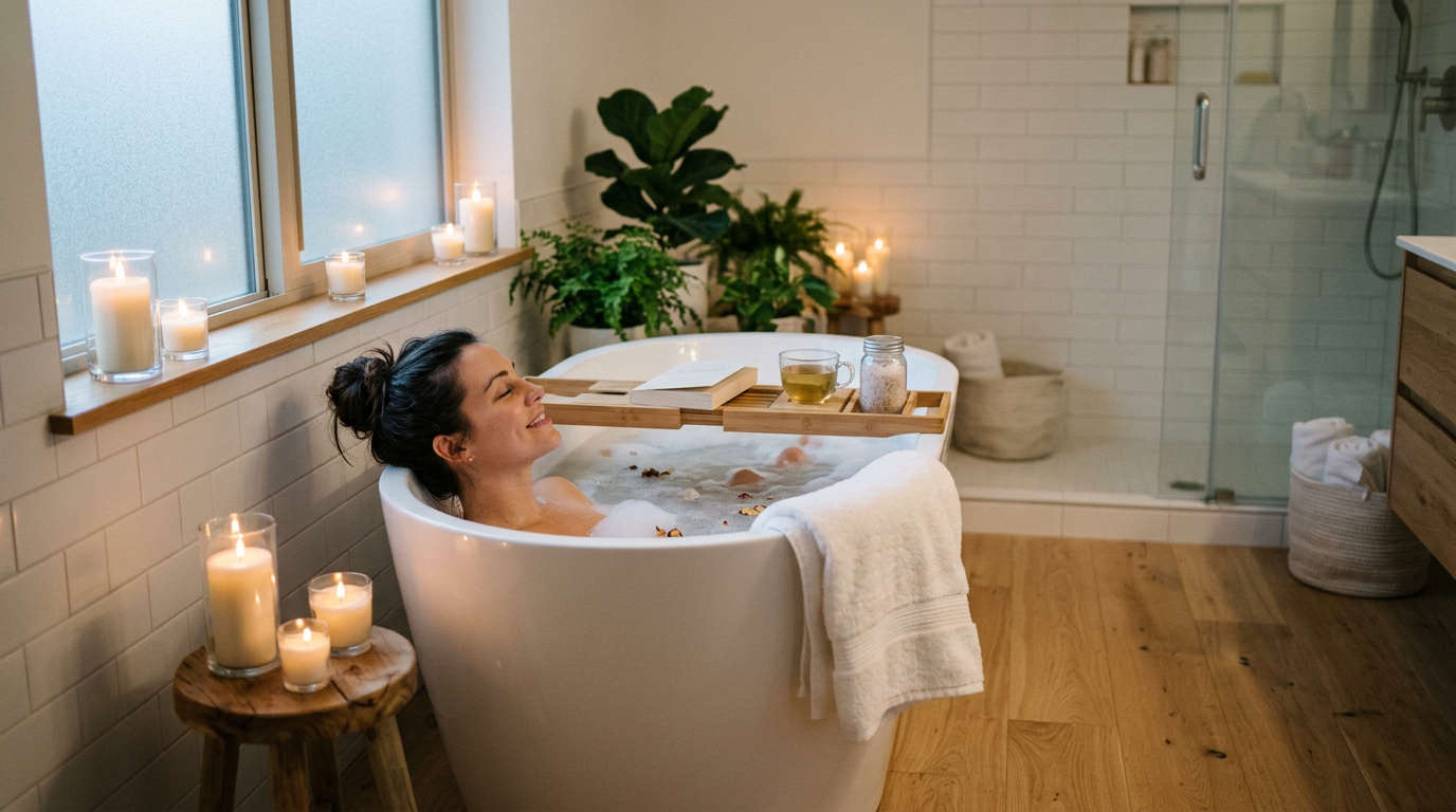 Woman enjoying a relaxing bath